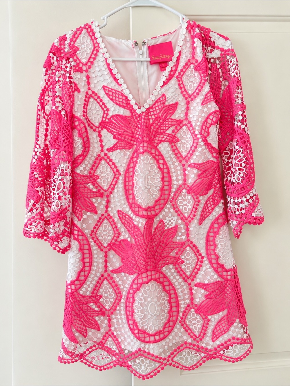Lilly Pulitzer Pink & White Pineapple Lace Romper - Size 0